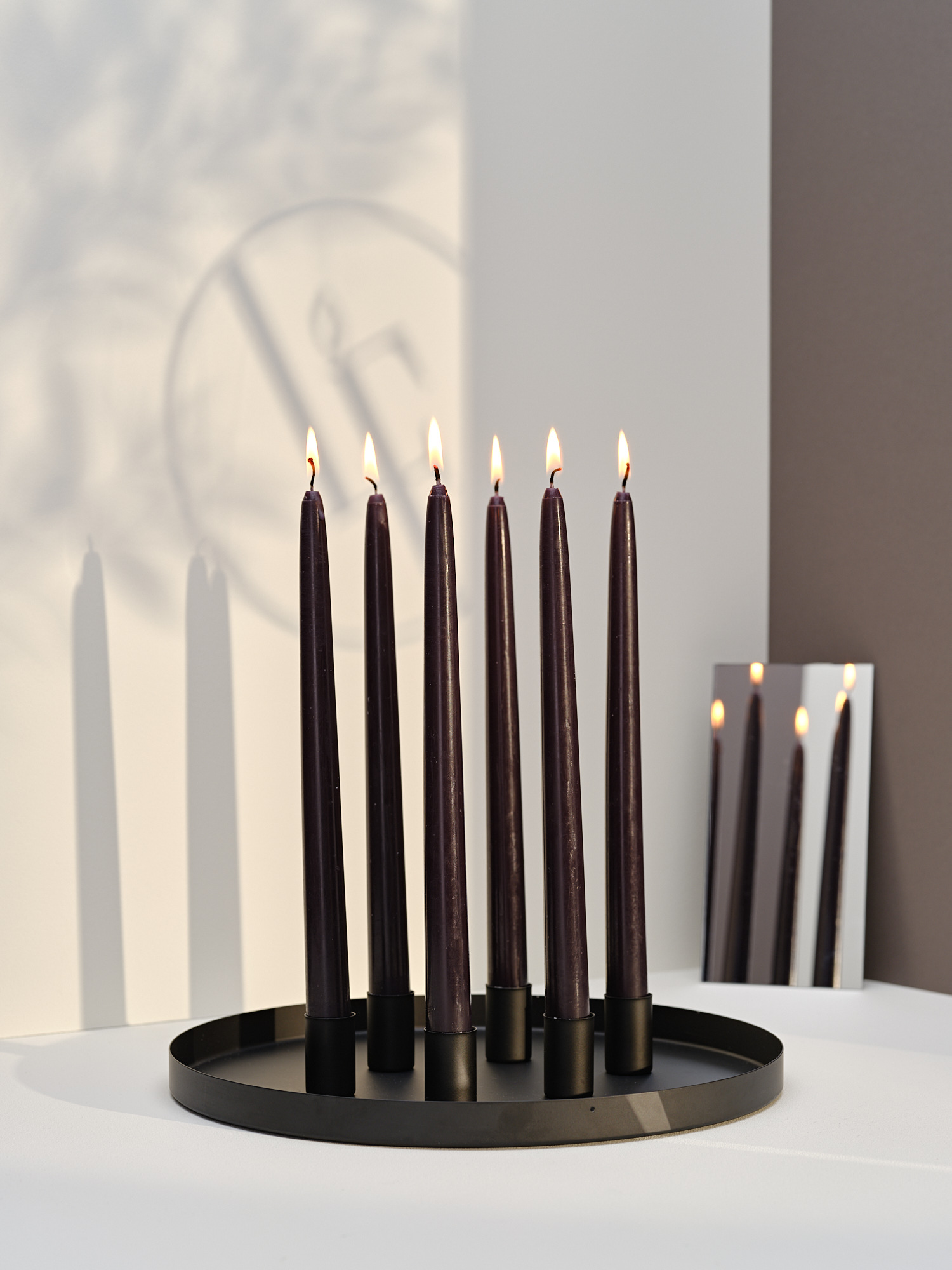 12 bougies flambeaux 8h Noir Intemporel