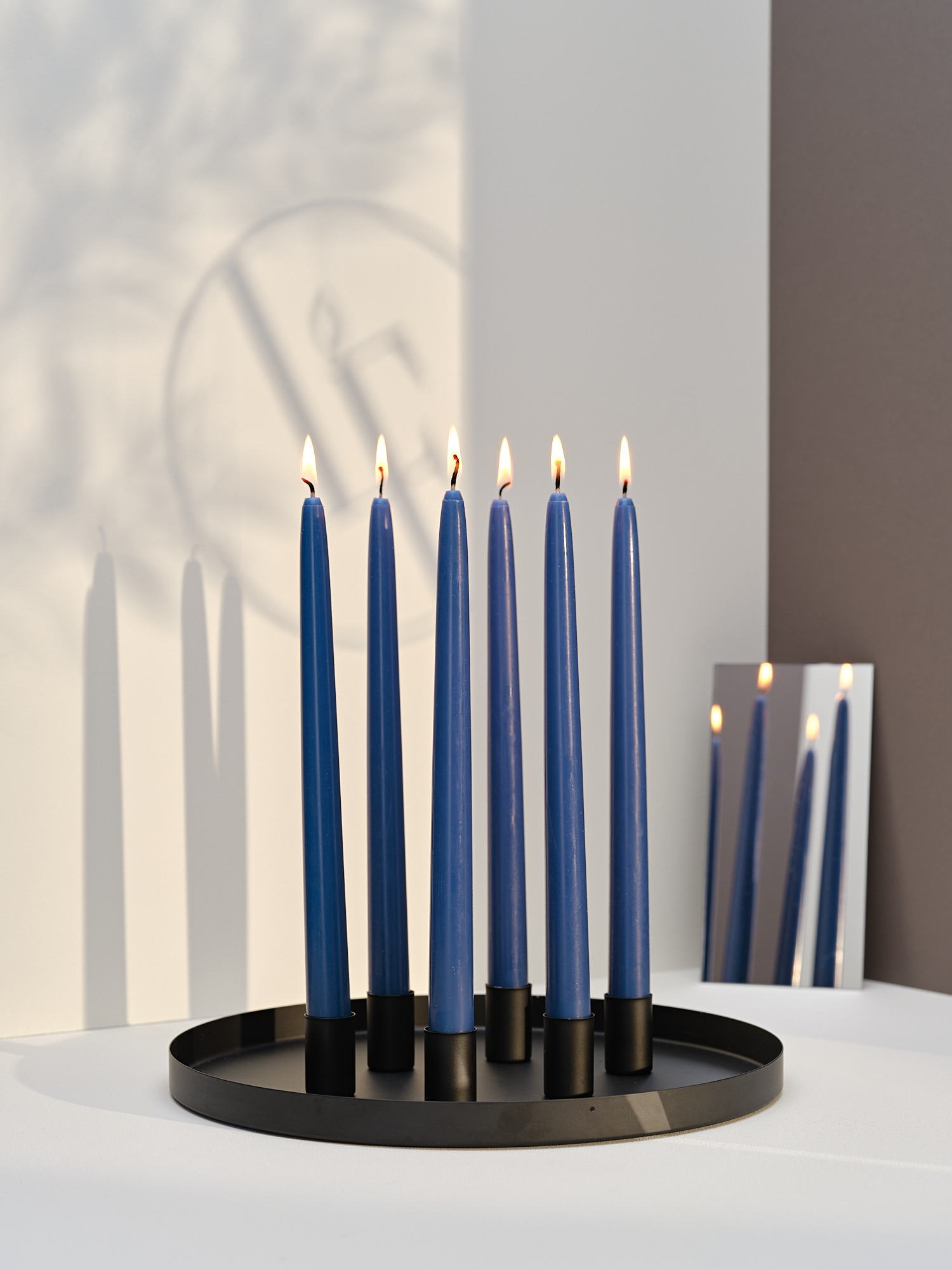 12 bougies flambeaux 8h Bleu Intemporel