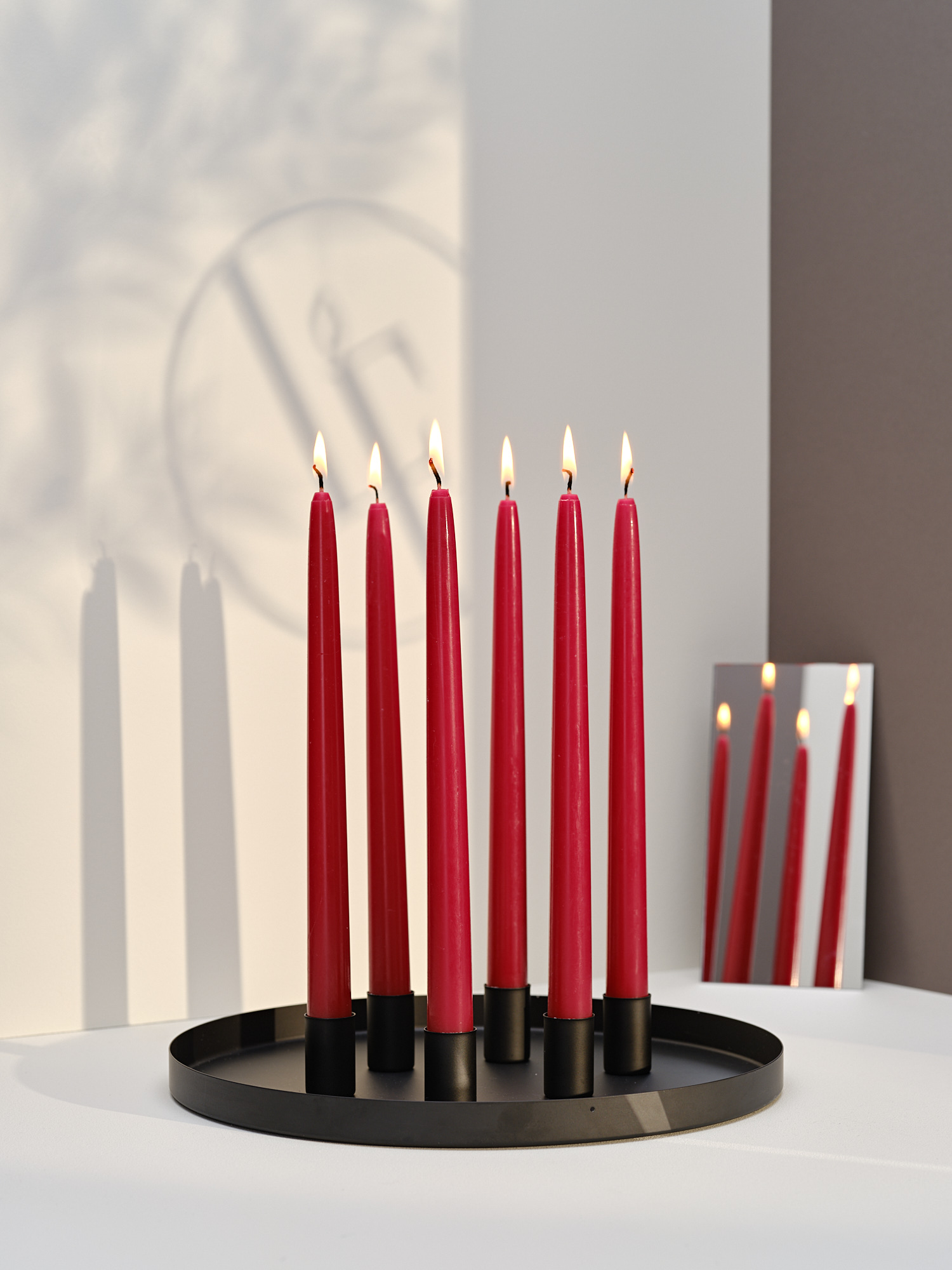 12 bougies flambeaux 8h Rouge Intemporel