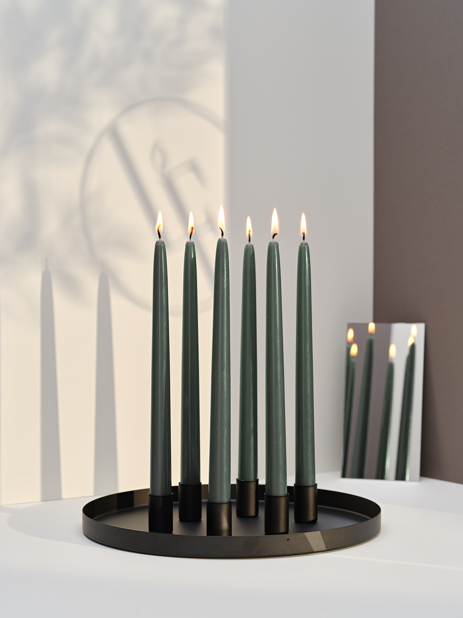 12 bougies flambeaux 8h Vert Intemporel